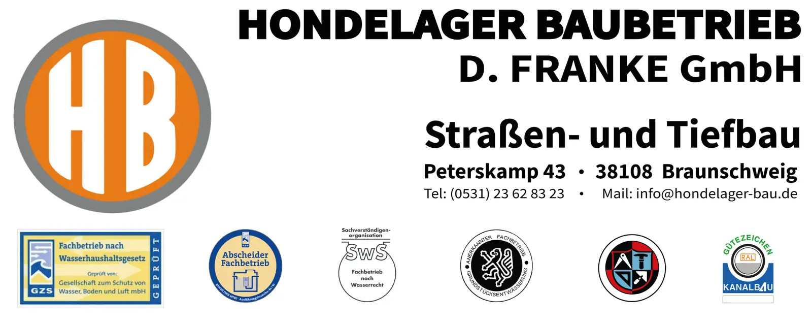 Werbebanner für Hondelager Baubetrieb